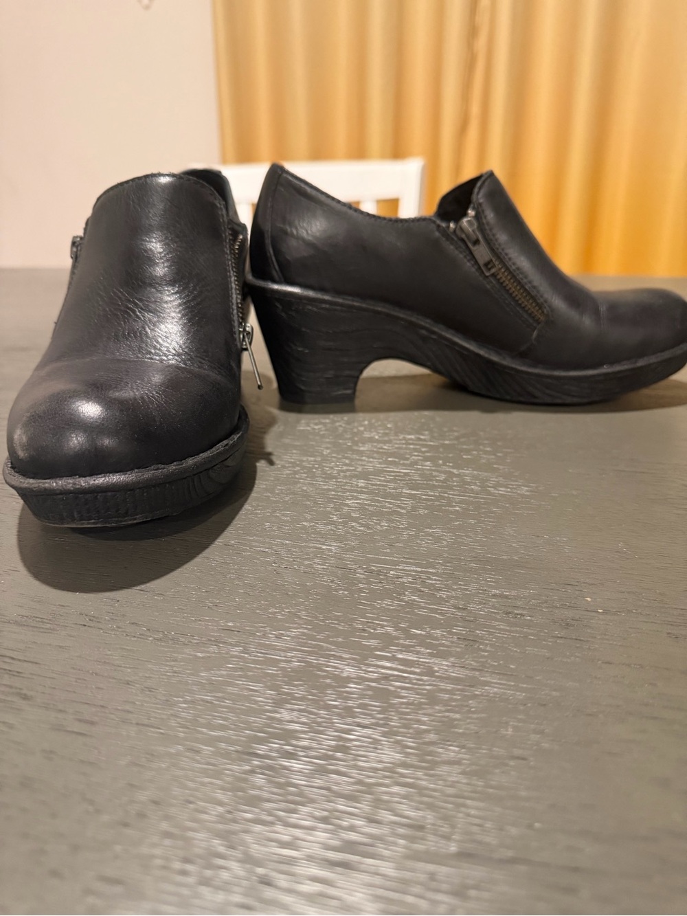 Born Black Leather Double Zip Heeled Booties